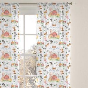 Farm nursery Curtains, Barnyard nursery, Gender neutral curtains for nursery, Farm room decor, Kids room sheer curtains, single panel - FaB