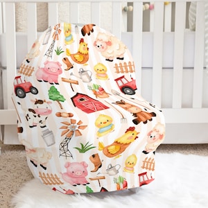 Farm car seat cover, neutral carseat cover, Nursing Cover up, Breast feeding cover, Multi use baby cover, Farm baby gifts - MoF