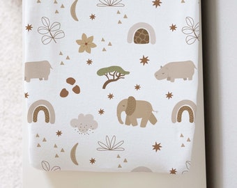 Safari Changing Pad Cover, Neutral changing pad, Jungle nursery decor, Changing table cover, Boho Nursery Bedding, Earth Tone bedding - MoS