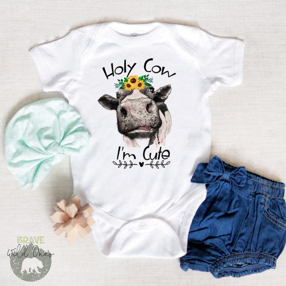 Holy Cow Cute Baby Onesie Bodysuit Clothes Funny Shower Gift Girl Boy Custom