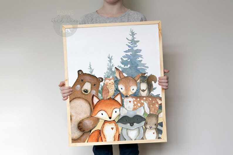 Woodland Nursery Wall Art Forest Nursery Prints Woodland Etsy