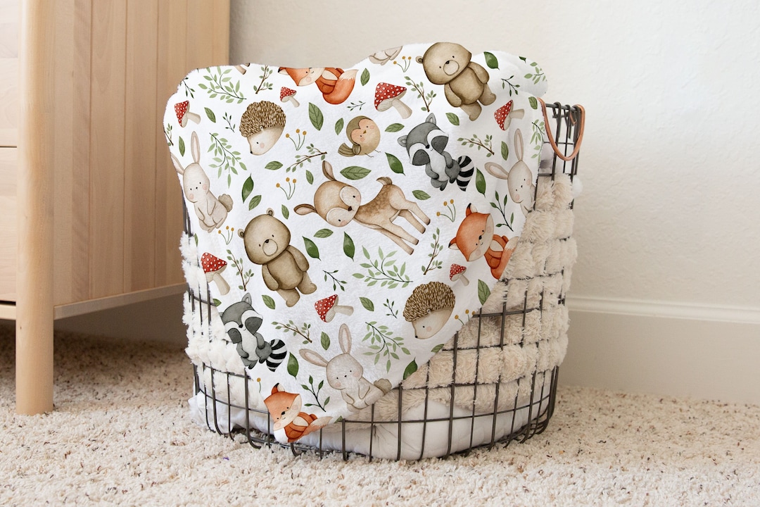 Woodland Nursery Bedding, Woodland Animals Blanket, Forest Blanket, Woodland Baby Gift, New Baby