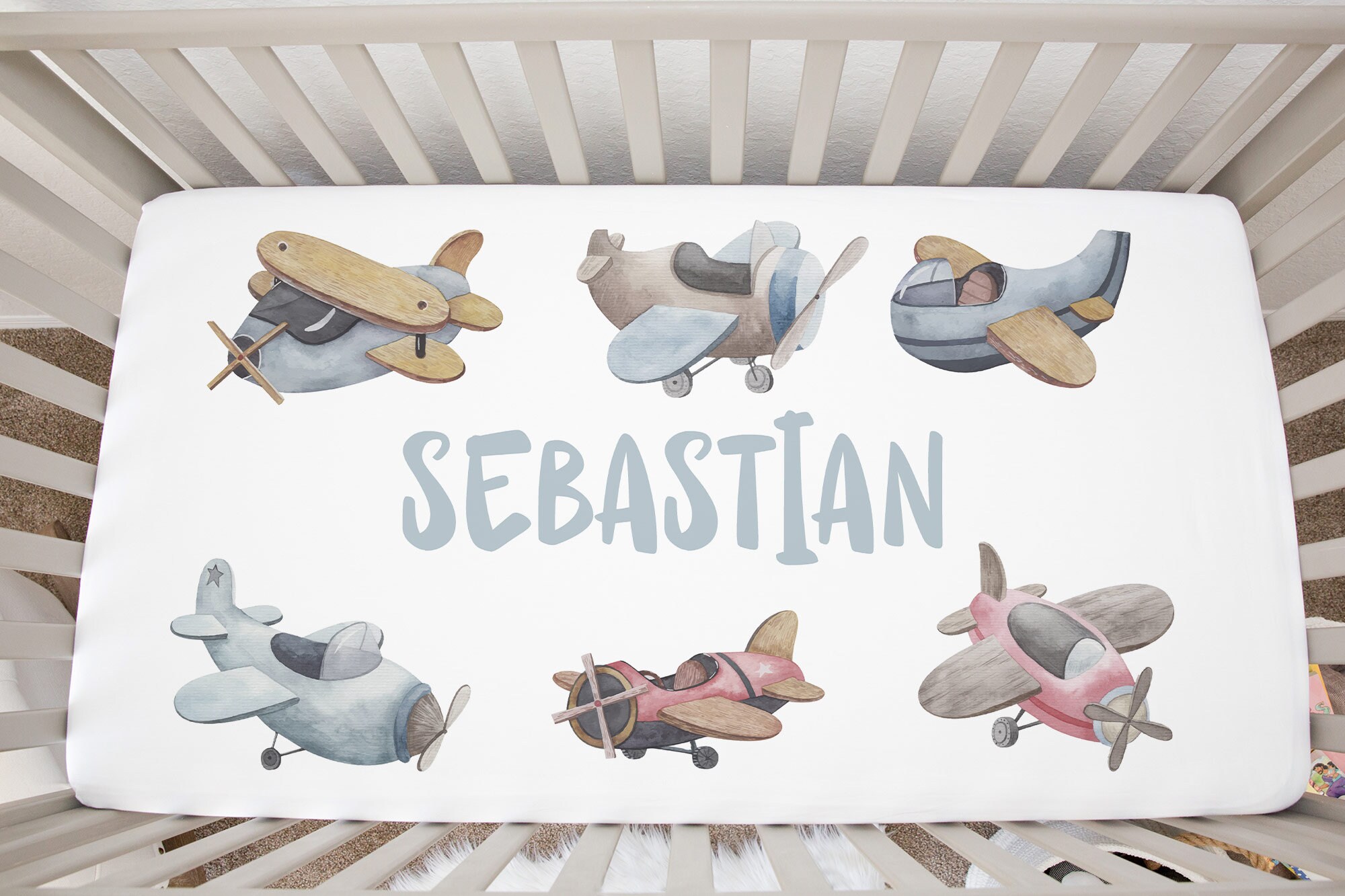 Buy Personalized Airplanes Crib Sheet Aviation Crib Bedding Online in