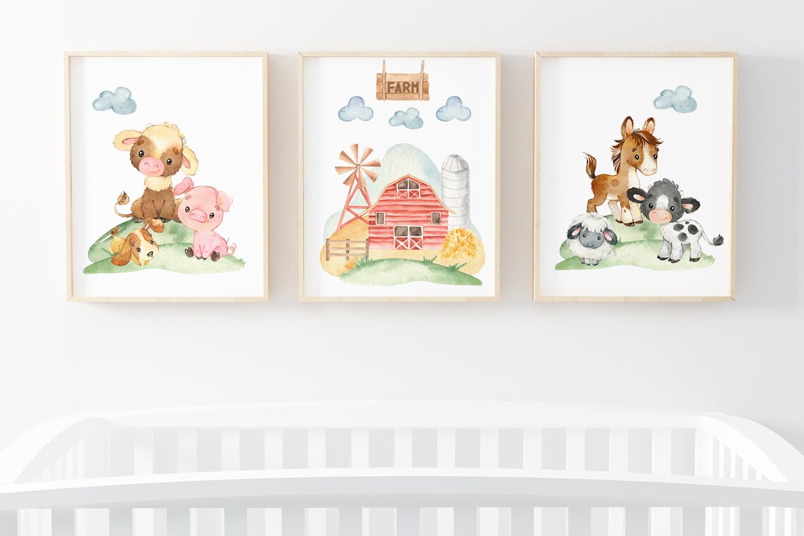 Farm nursery wall art Farm nursery prints Boys room wall | Etsy