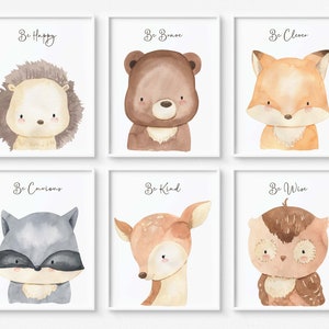 Woodland nursery wall art, Forest nursery art, Boys room decor, Baby Animal prints, Woodland Nursery decor Set of 6 prints -DIGITAL DOWNLOAD
