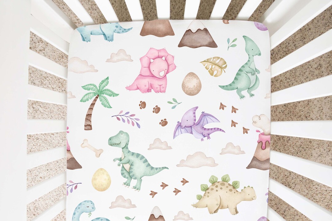 Dinosaur Crib Sheet Girl Dinosaur Nursery Bedding Baby Girl Etsy