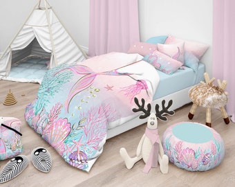 Mermaid Comforter, Under the sea comforter, Mermaid girl bedding, Twin Twin XL Queen King comforter for girls,  Mermaid crib bedding - PiM