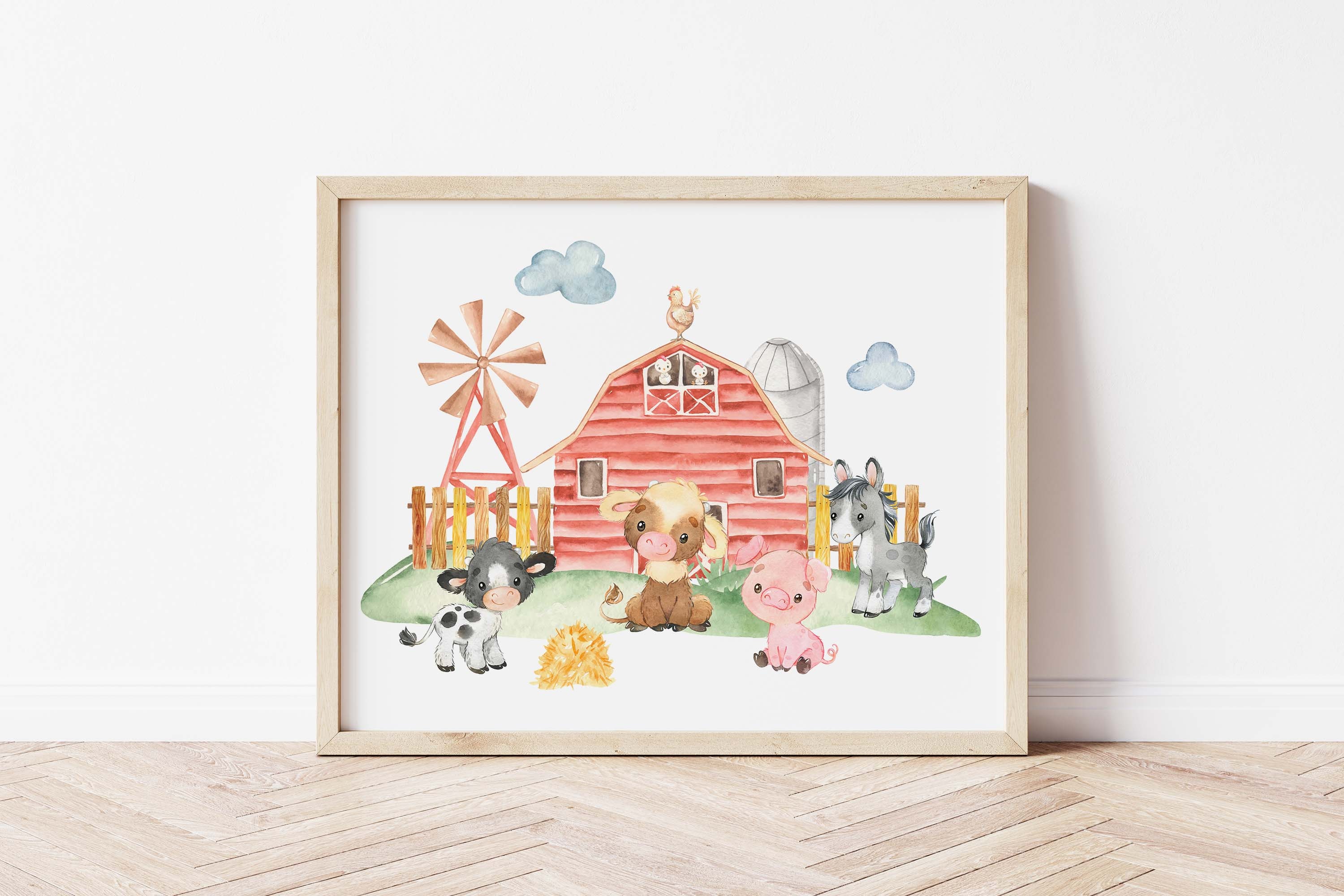 Farm Animals Wall Art Gender Neutral Nursery Wall Art Farm Etsy