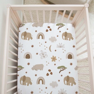 Modern Safari Crib Sheet, Safari Nursery Bedding, Boho Baby Bedding, Safari Crib Sheet, Newborn Gifts, Gender Neutral Baby Bedding - Mos