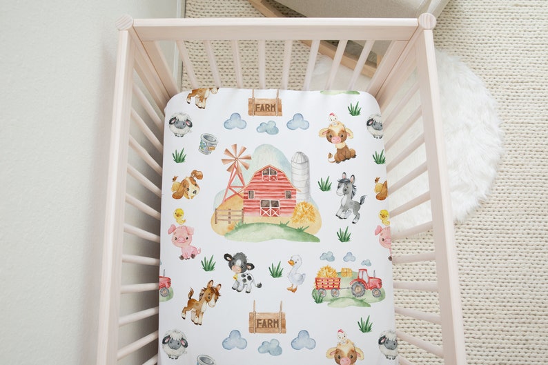 Farm Nursery Bedding Farm Animals Crib Bedding Farm Mini Etsy