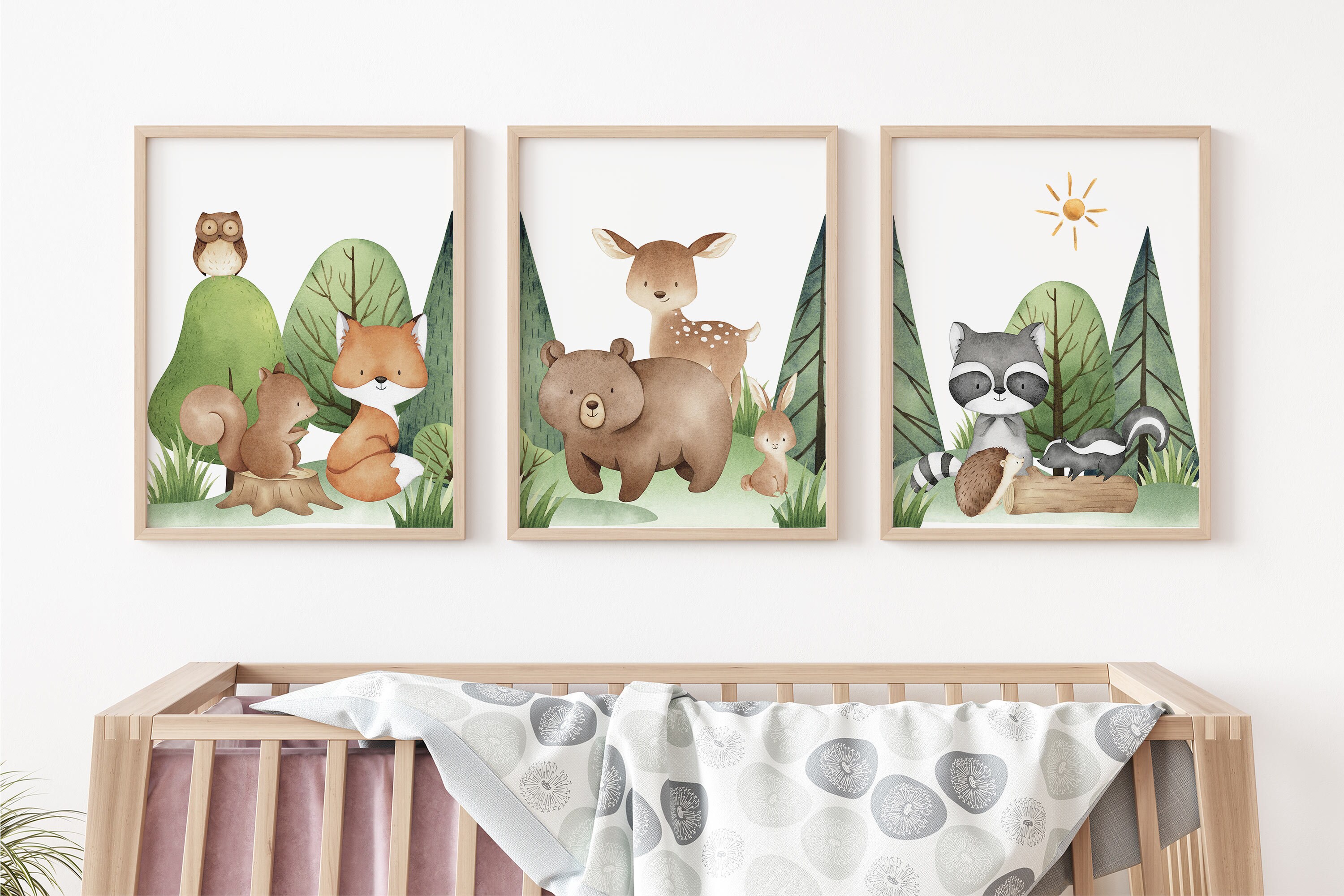 Woodland nursery prints Woodland nursery wall art Boys room Etsy