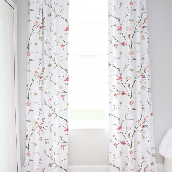 Blush Floral Curtains Etsy