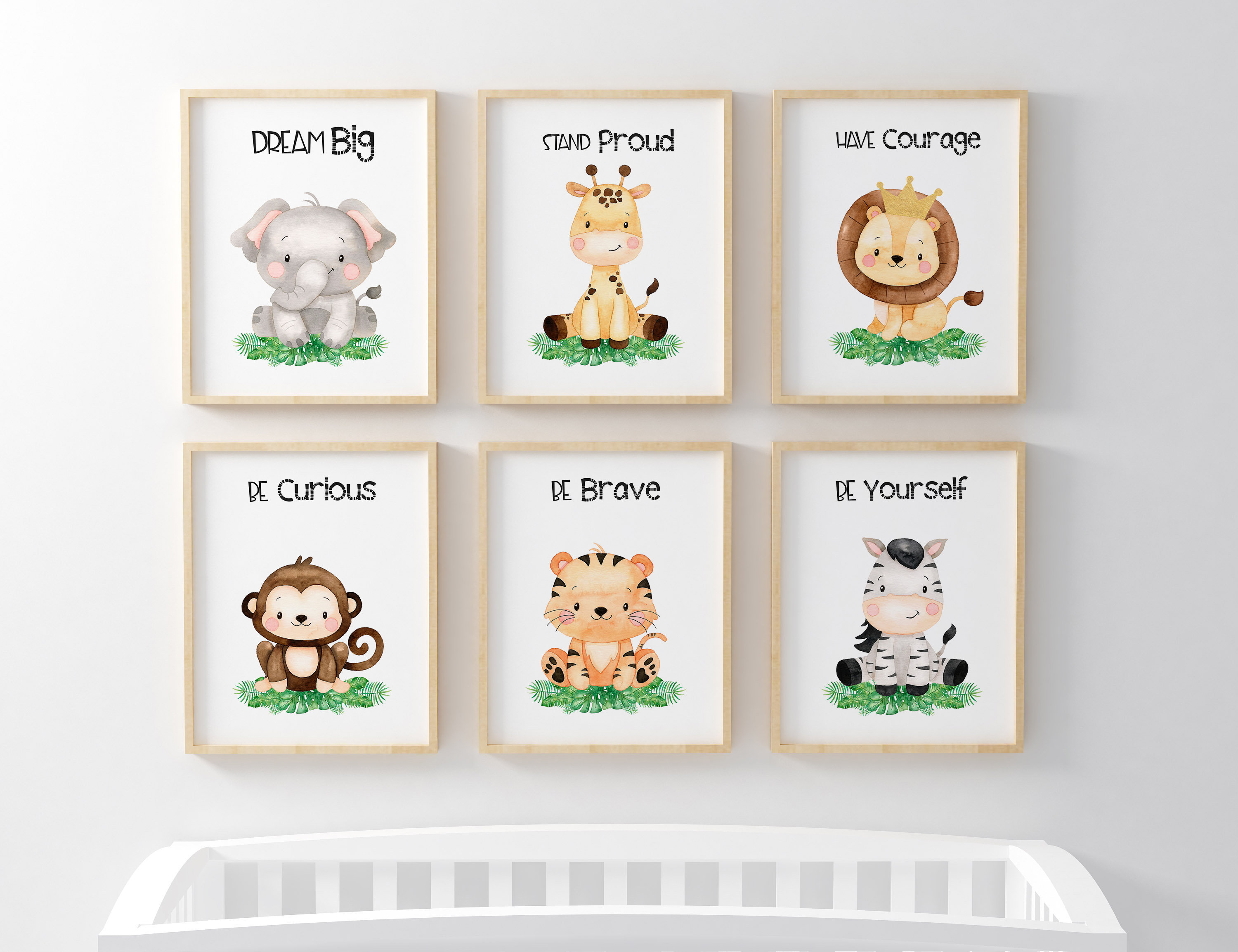 Safari Nursery Wall Art Set of 6 PRINTABLE Art Jungle Boys Etsy