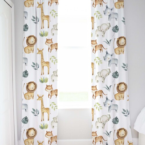 Baby Safari Animals Baby Boy Room Curtain Nursery Curtains Etsy