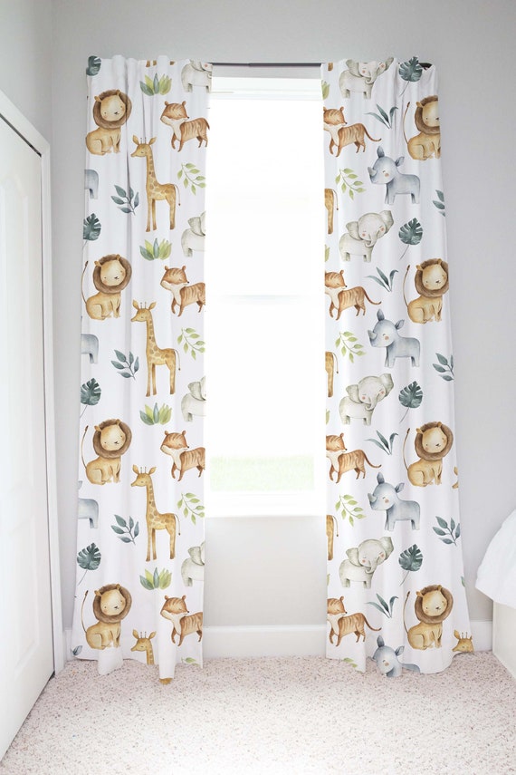Safari Animals Curtain Jungle Nursery Decor Boy Room - Etsy Safari Animals Curtain Jungle Nursery Decor Boy Room - Etsy