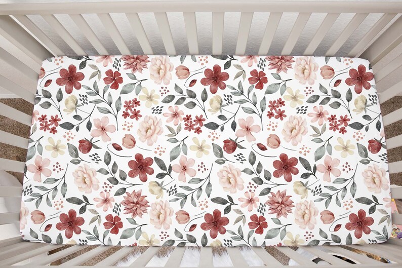 Watercolor Flower Crib Sheet