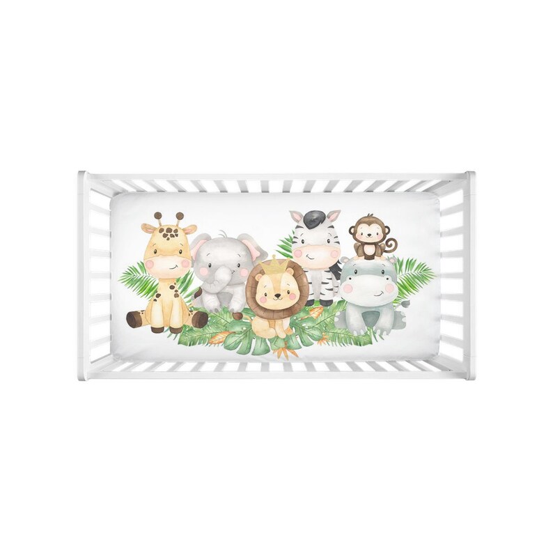 Safari Crib Sheet Baby Boy Crib Sheets Jungle Nursery Etsy