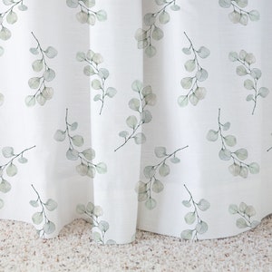 Eucalyptus Curtain Single Panel, Greenery Nursery Decor, Watercolor leaves curtains, Botanical curtains for window, Neutral nursery curtains