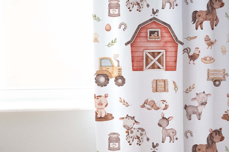Farm Curtain Barnyard Nursery Decor Kids Room Curtain Single Etsy