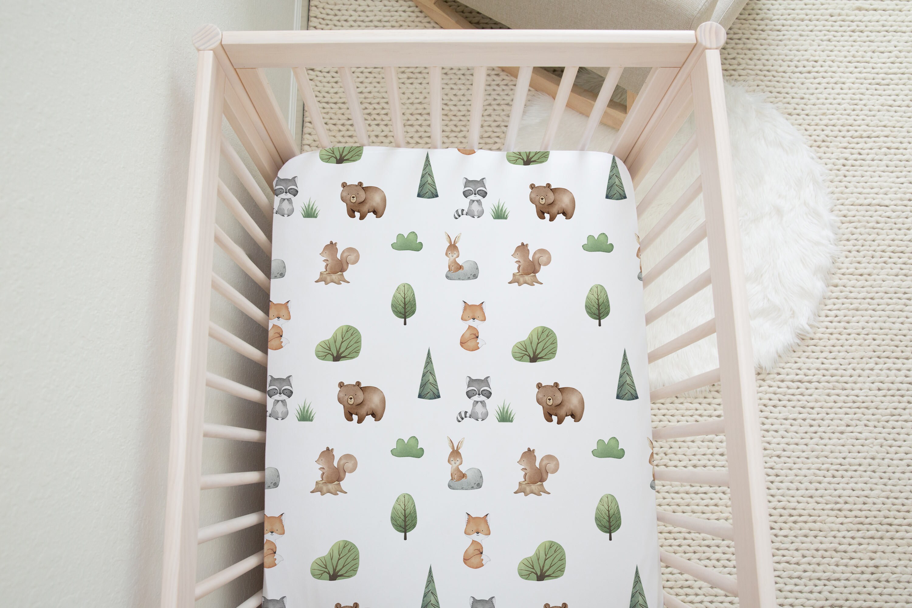 Baby Woodland Animals Crib Sheet Woodland Nursery Bedding Etsy UK