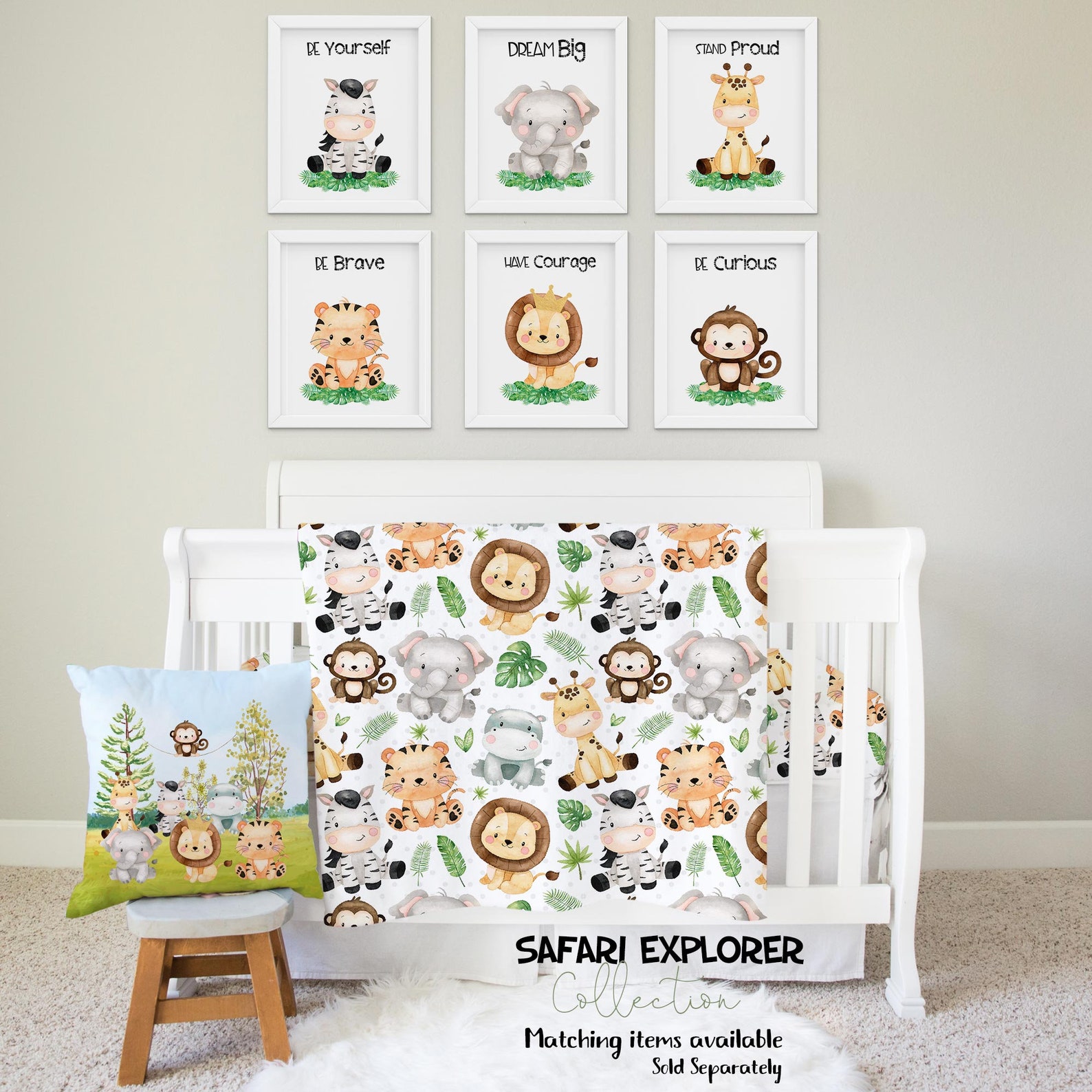 Safari Animals Baby Blanket Safari Nursery Bedding Baby Boy Etsy