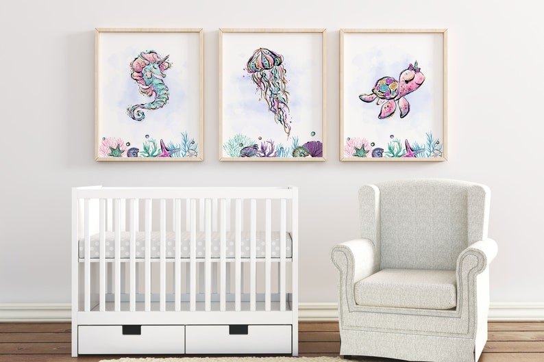 Under the Sea Nursery Girl Prints Ocean Girls Room Wall Art Etsy