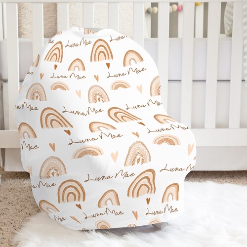 Rainbow Car Seat Cover Nursing Cover Up Neutral Carseat Etsy