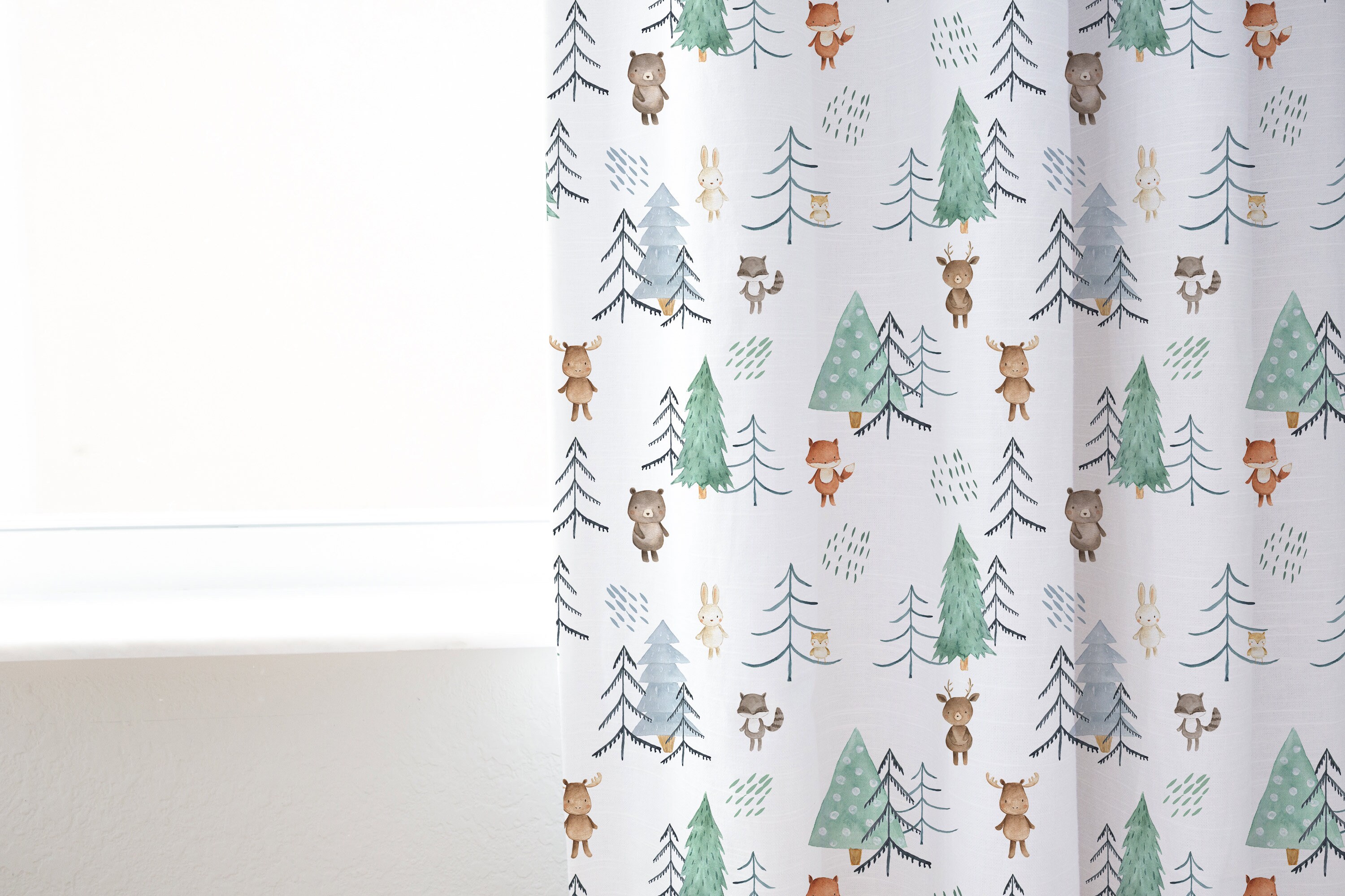 Woodland Animals Curtain Single Panel Forest Nursery Decor Etsy UK