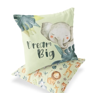 Elephant pillow for baby, Dream Big pillow, Safari Nursery Decor, Elephant baby gift, Baby boy pillow, Nursery gift idea - Baby Africa