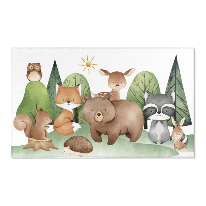 Woodland Animals Rug, Forest Nursery Rug, Woodland Animals Nursery