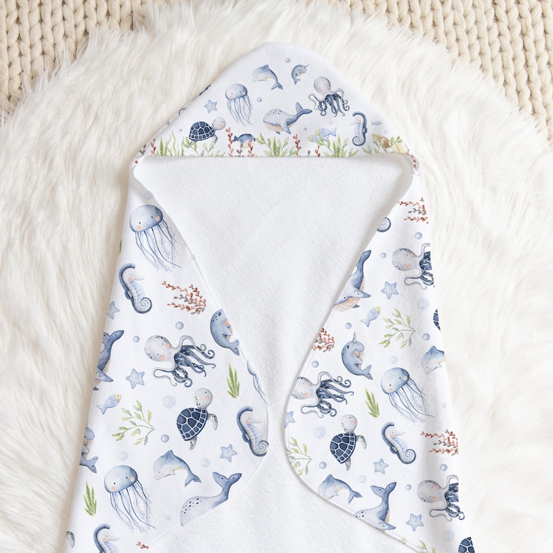 Ocean Organic Hooded Baby Towel