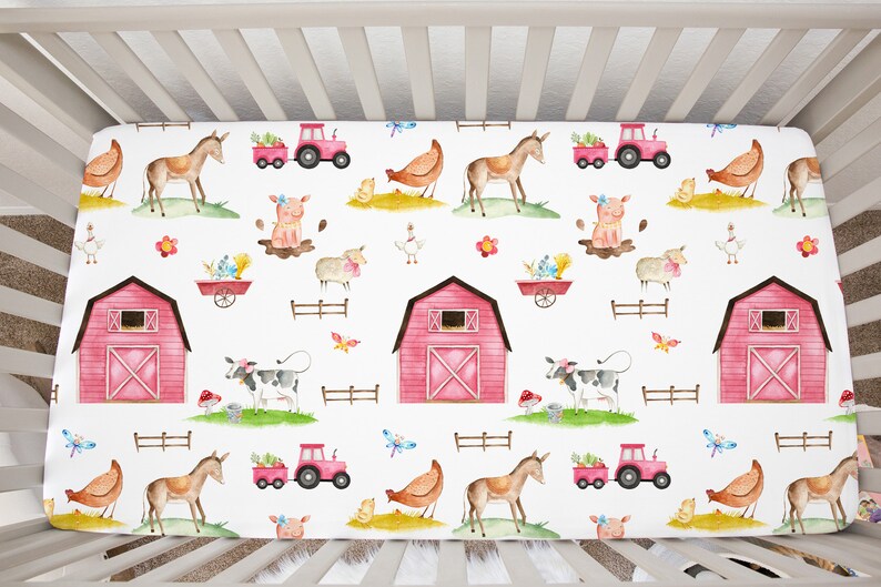 Farm Crib Bedding Girl Baby Girl Farm Animal Nursery Crib Etsy