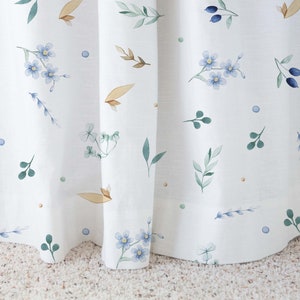 Floral Nursery Curtains, Baby room curtains, Blush blue Nursery, Girl room baby nursery, floral window panel, Girl Nursery Curtains