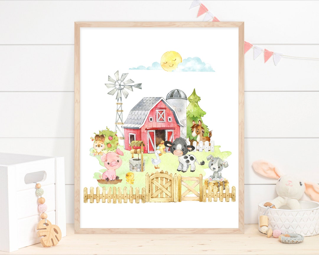 Farm Animals Wall Art, Gender Neutral Nursery Wall Art, Farm Nursery ...