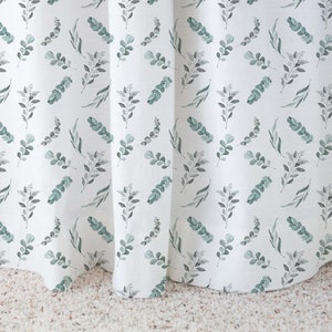Greenery Curtain, Single Panel, Leaves nursery curtain, Greenery nursery decor, Botanical curtains, Neutral nursery decor - GrW