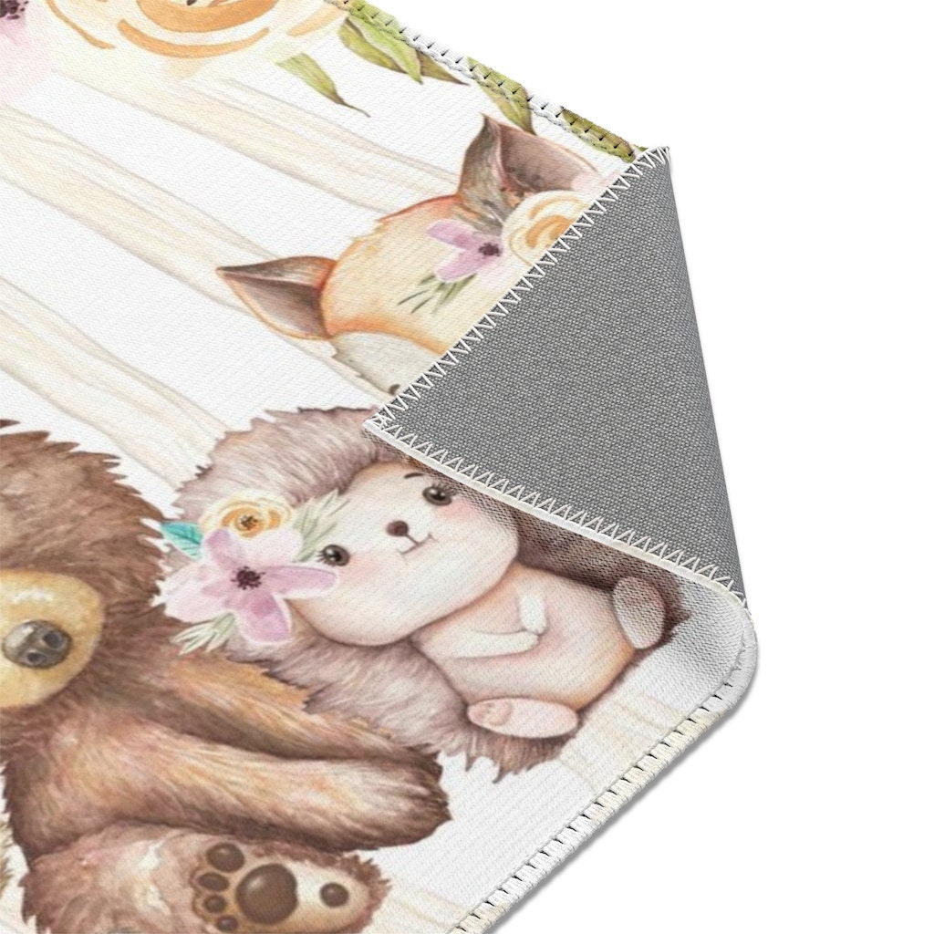 Woodland Nursery Rug Woodland Animals Nursery Decor Forest Etsy