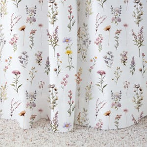 Wildflower Curtain, Single Panel, Floral girl room curtain, Wildflowers nursery curtain, Girl room curtain, Botanical Baby room curtain, PuW