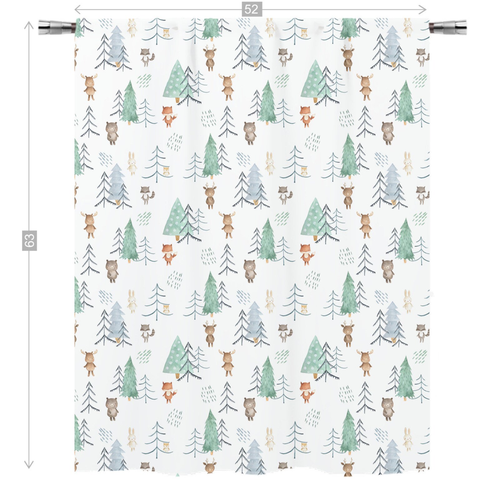 Woodland Animals Curtain Single Panel Forest Nursery Decor Etsy UK