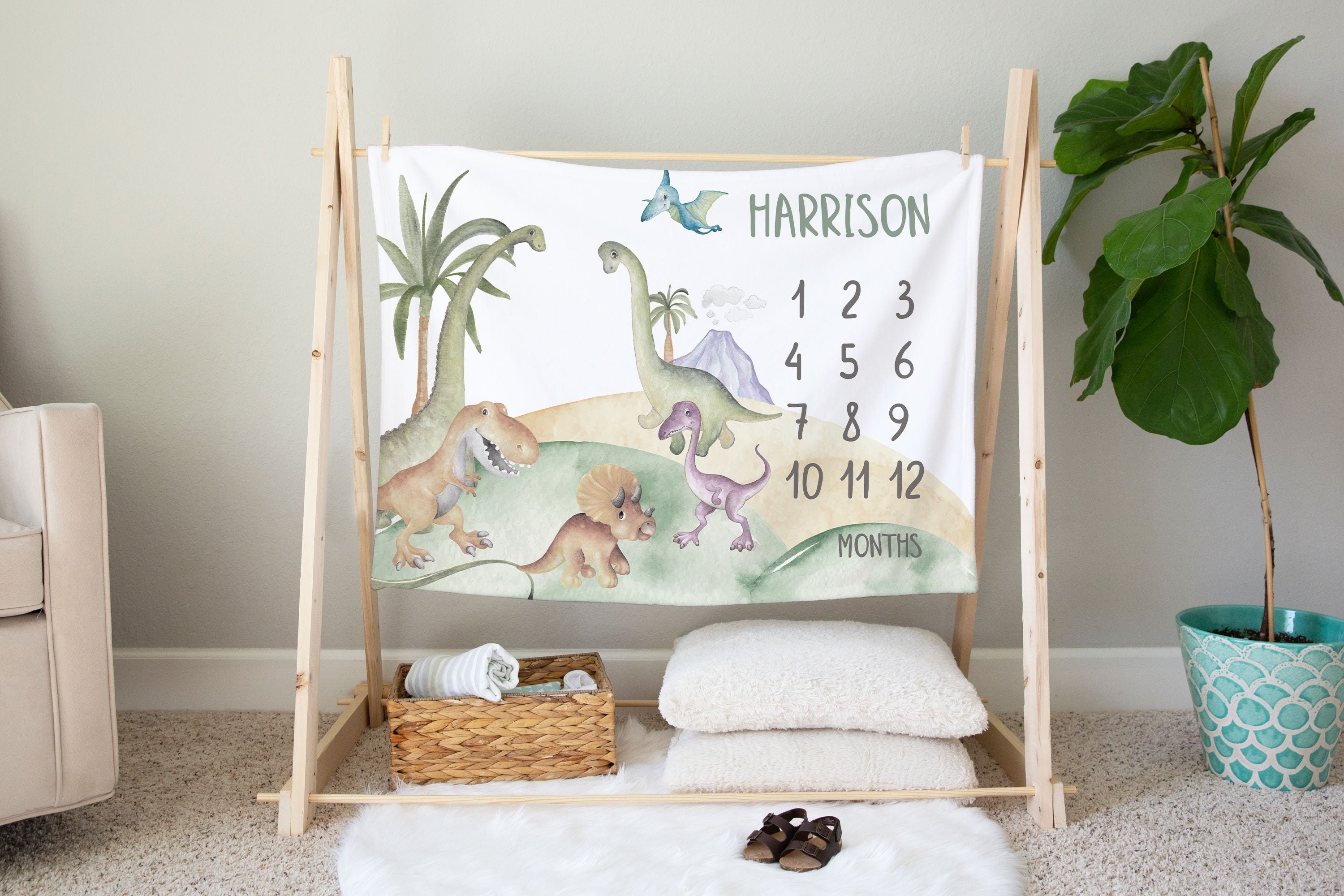 Dinosaur Milestone Blanket Baby Growth Blanket Boy Expecting Etsy