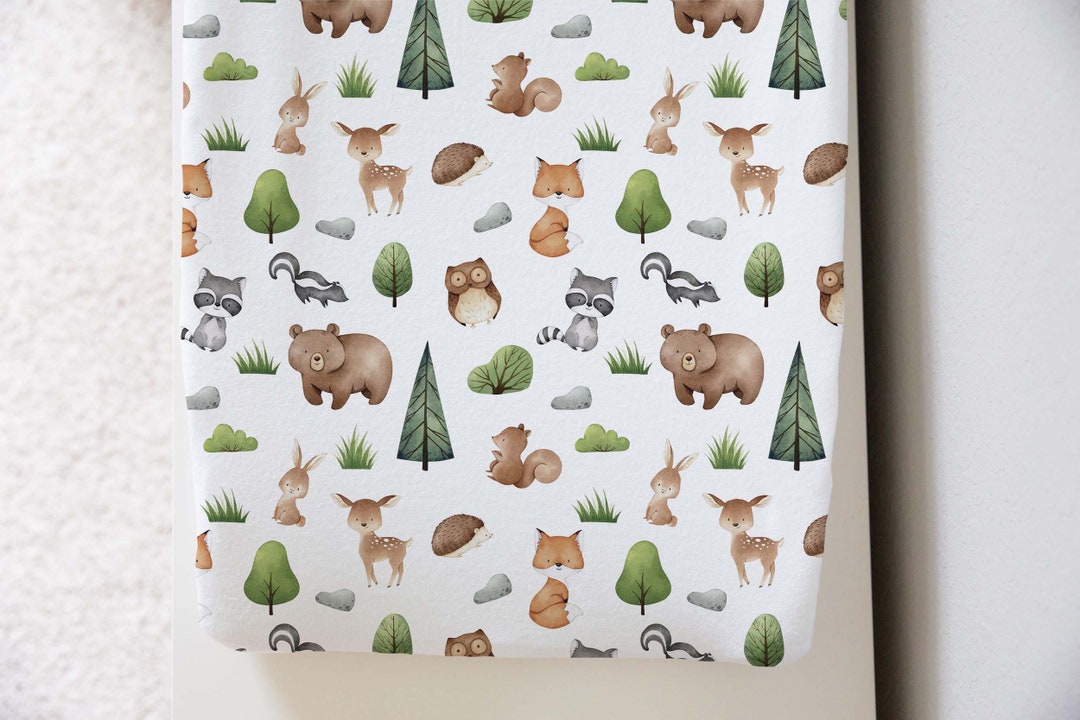 Woodland Animals Changing Pad Cover Woodland Nursery Bedding Etsy