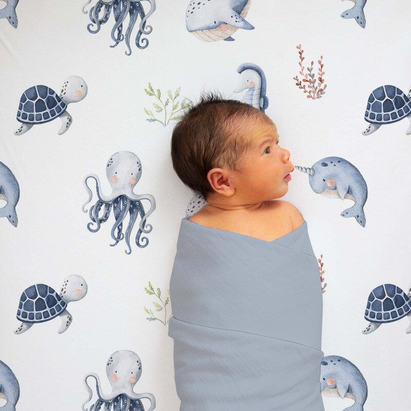 Baby Whale - Baby Crib Sheet