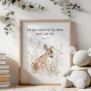 Kinder Bibel Vers Wandkunst, Christliche Wandkunst, Schriftdruck, Bibel Vers Druck, Hirsch Wandkunst, Christliche Kinderzimmer Dekoration - DIGITAL DOWNLOAD