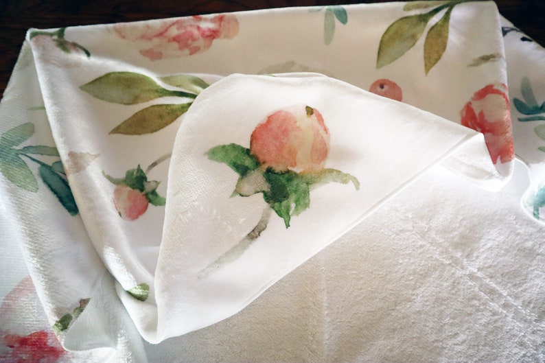 Hooded towel baby girl Floral baby bath towel -Pastel Garden Blush Pink Roses baby towel with hood Newborn gift idea New baby gift girl
