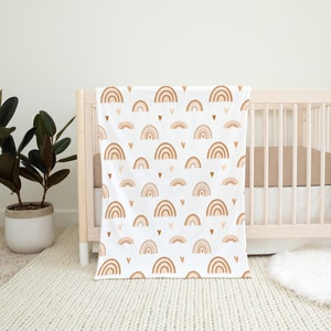 Earthy Rainbow baby blanket, Minky Blanket baby and toddler, Neutral Rainbow Nursery Bedding, Boho rainbow blanket, Rainbow baby gifts - EaR