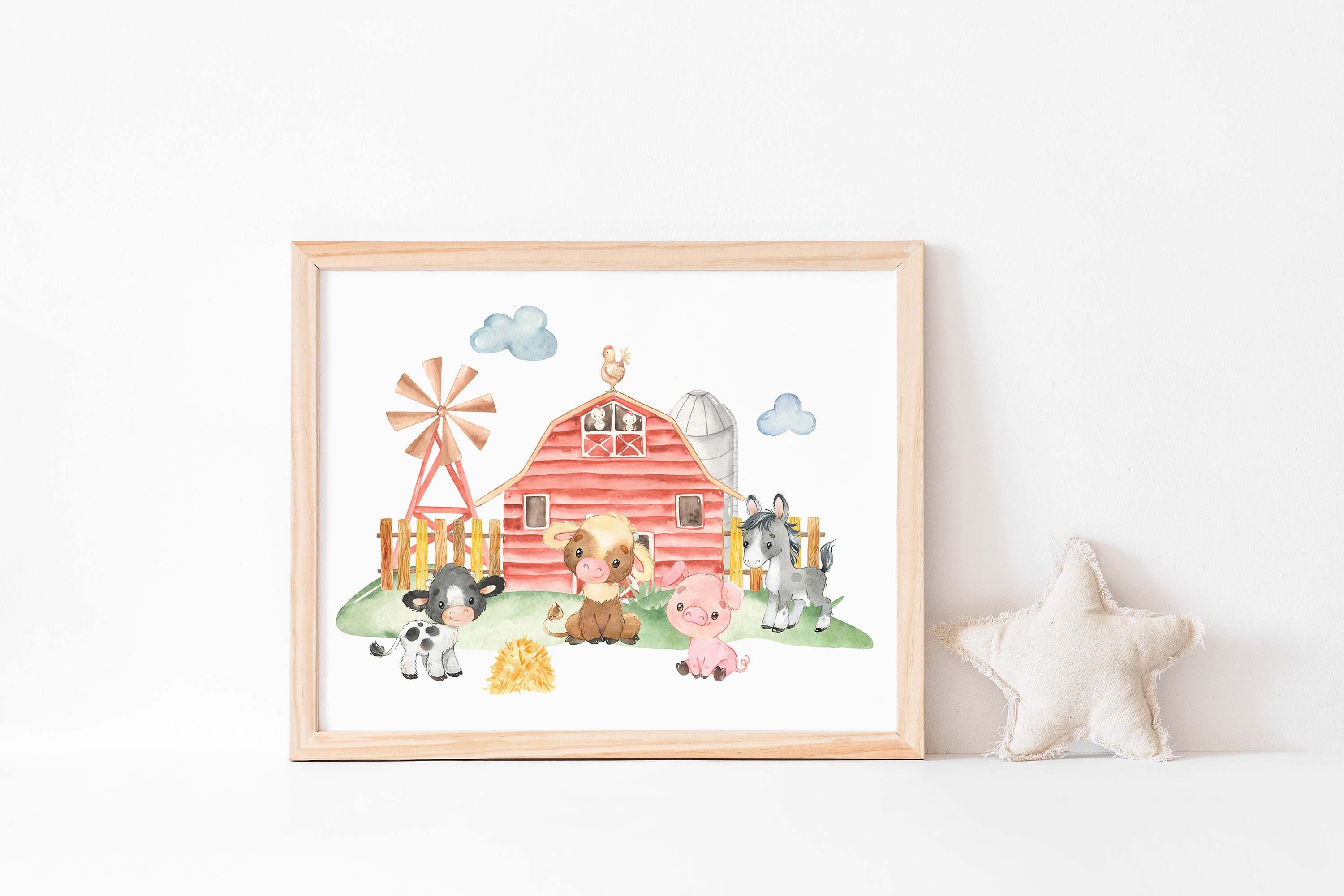 Farm Animals Wall Art Gender Neutral Nursery Wall Art Farm Etsy