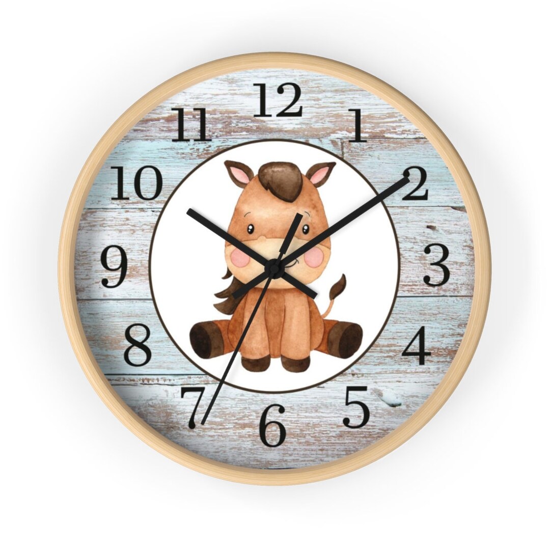Horse Clock, Farm Nursery Decor, Kids Wall Clock, Baby Boy Nursery ...