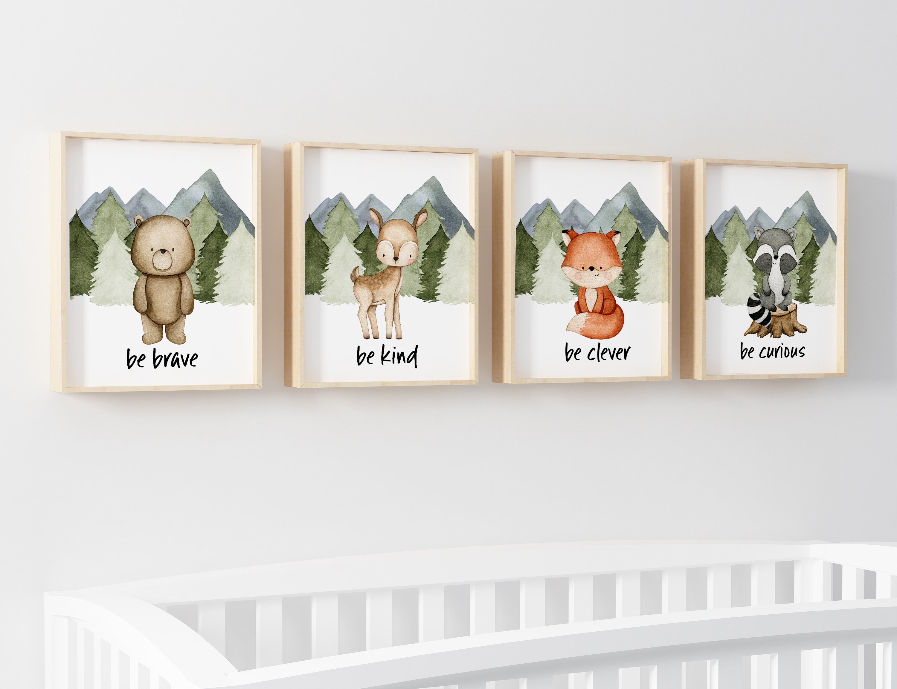 Woodland Animals nursery wall art Set of 4 PRINTABLE art Etsy