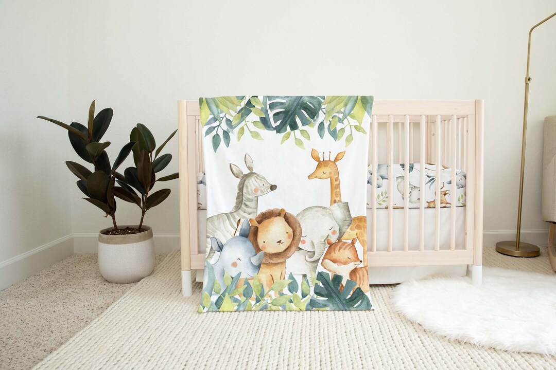 Safari Baby Blanket, Safari Animals Minky Blanket, Jungle Nursery