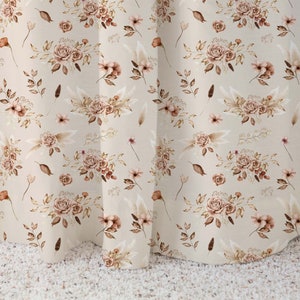 Boho floral Curtain, Single Panel, Earth tone curtain, Vintage nursery decor, Floral curtains, Girl room curtain, Vintage floral curtain