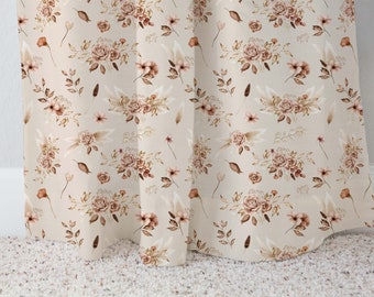 Boho floral Curtain, Single Panel, Earth tone curtain, Vintage nursery decor, Floral curtains, Girl room curtain, Vintage floral curtain